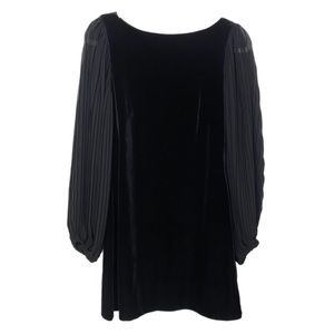 White House black market velvet dress chiffon sleeves
